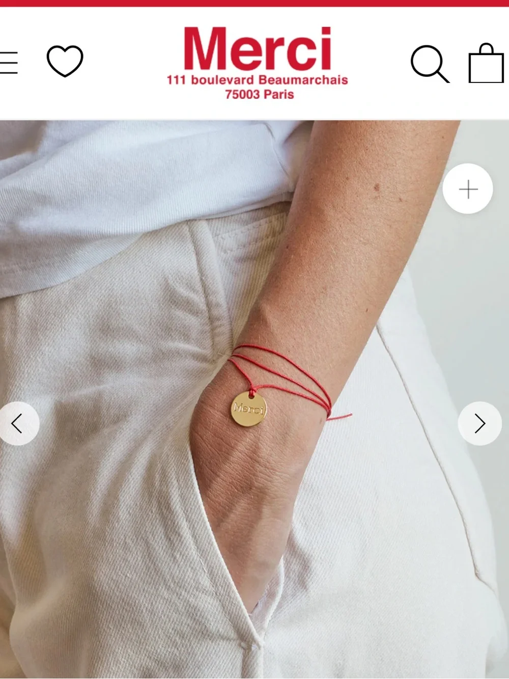 Merci Medal bracelet - Red Cord Medal Bracelet with Gold Disc NEW with tags!